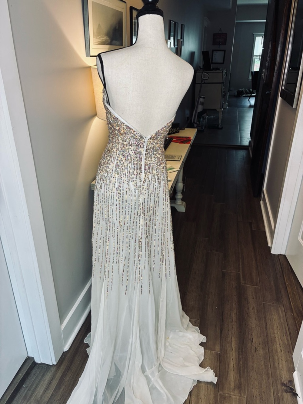 Terani Couture Ivory Beaded Strapless Gown - Picture 7 of 12
